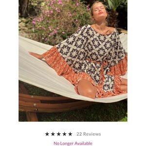 Free People Zippora belted caftan style multi-print midi dress